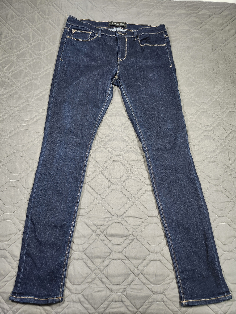 Express Jeans women's denim pants/legging mid-rise skinny dark wash size 10R